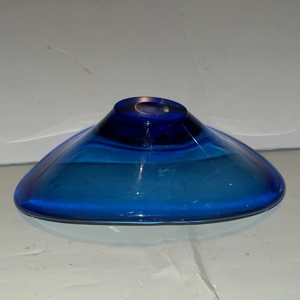 Vintage Viking Glass Cobalt Blue Oval Bowl or Swedish Arthur Percy 10”x 8” MCM - Picture 3 of 6
